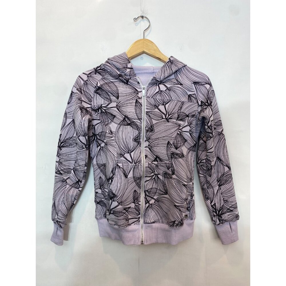 BuffBunny Women's Core Full Zip Jacket Size Medium Lilac Purple Floral Hooded